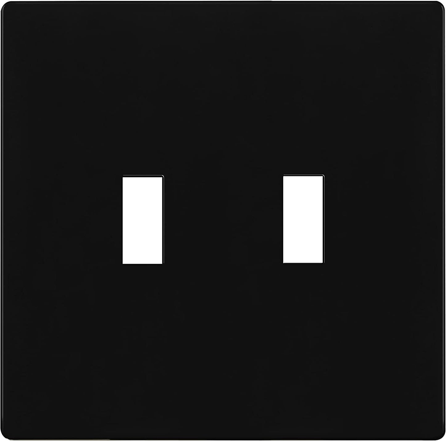 Enerlites Standard Snap In Screwless 2-Gang Toggle Wall Plate Black SI8812-BK