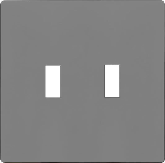 Enerlites Standard Snap In Screwless 2-Gang Toggle Wall Plate Gy SI8812-GY
