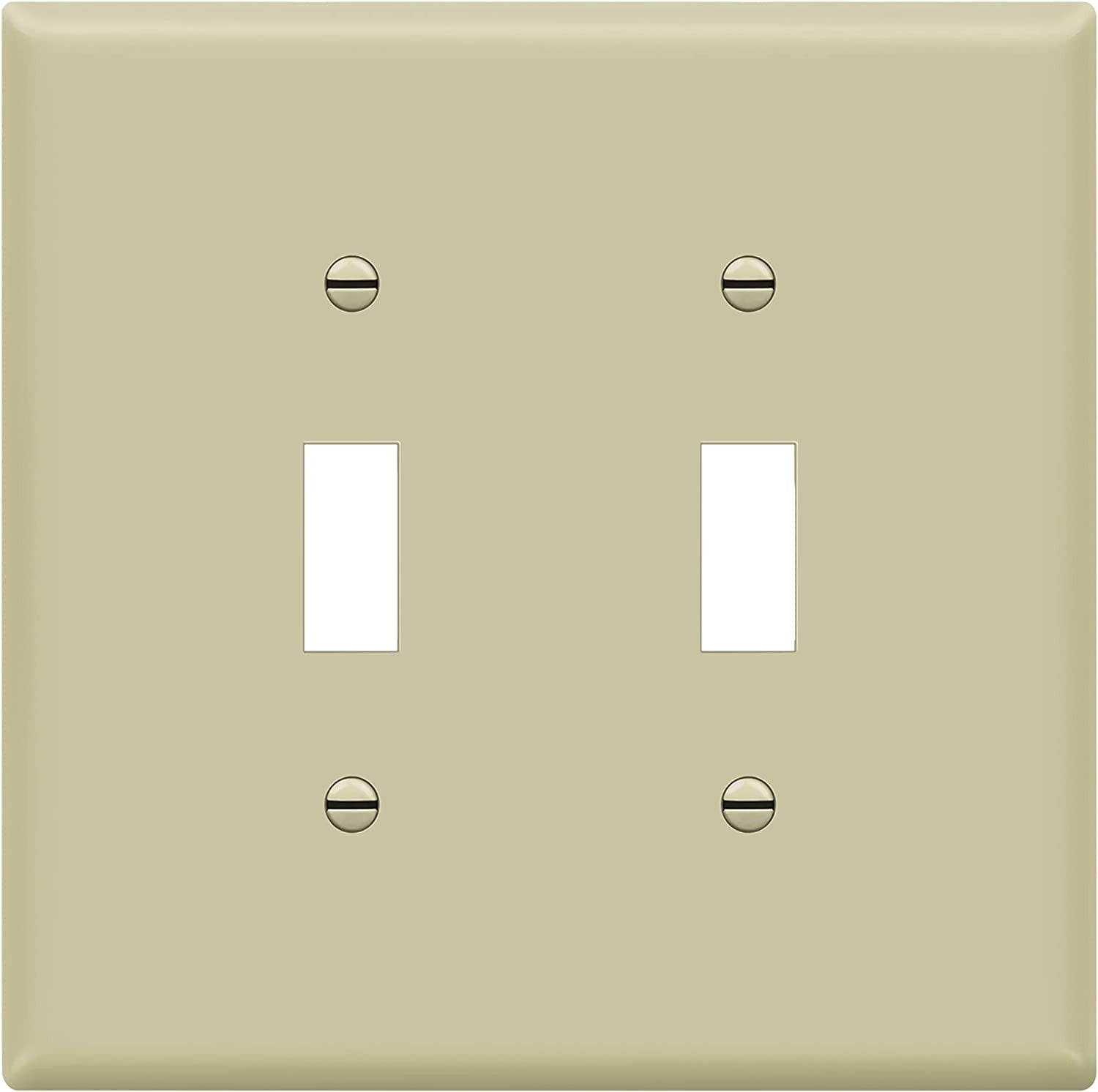 Enerlites Standard Snap In Screwless 2-Gang Toggle Wall Plate I SI8812-I