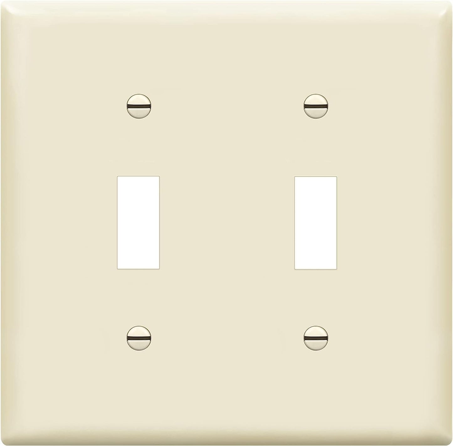 Enerlites Standard Snap In Screwless 2-Gang Toggle Wall Plate Light Almond SI8812-LA