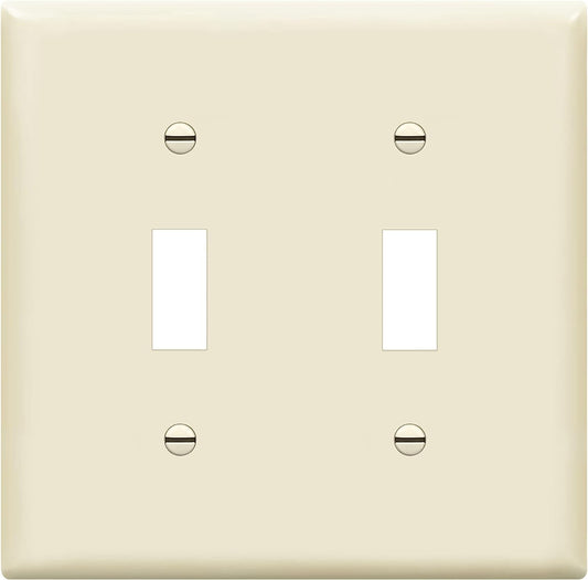 Enerlites Standard Snap In Screwless 2-Gang Toggle Wall Plate Light Almond SI8812-LA