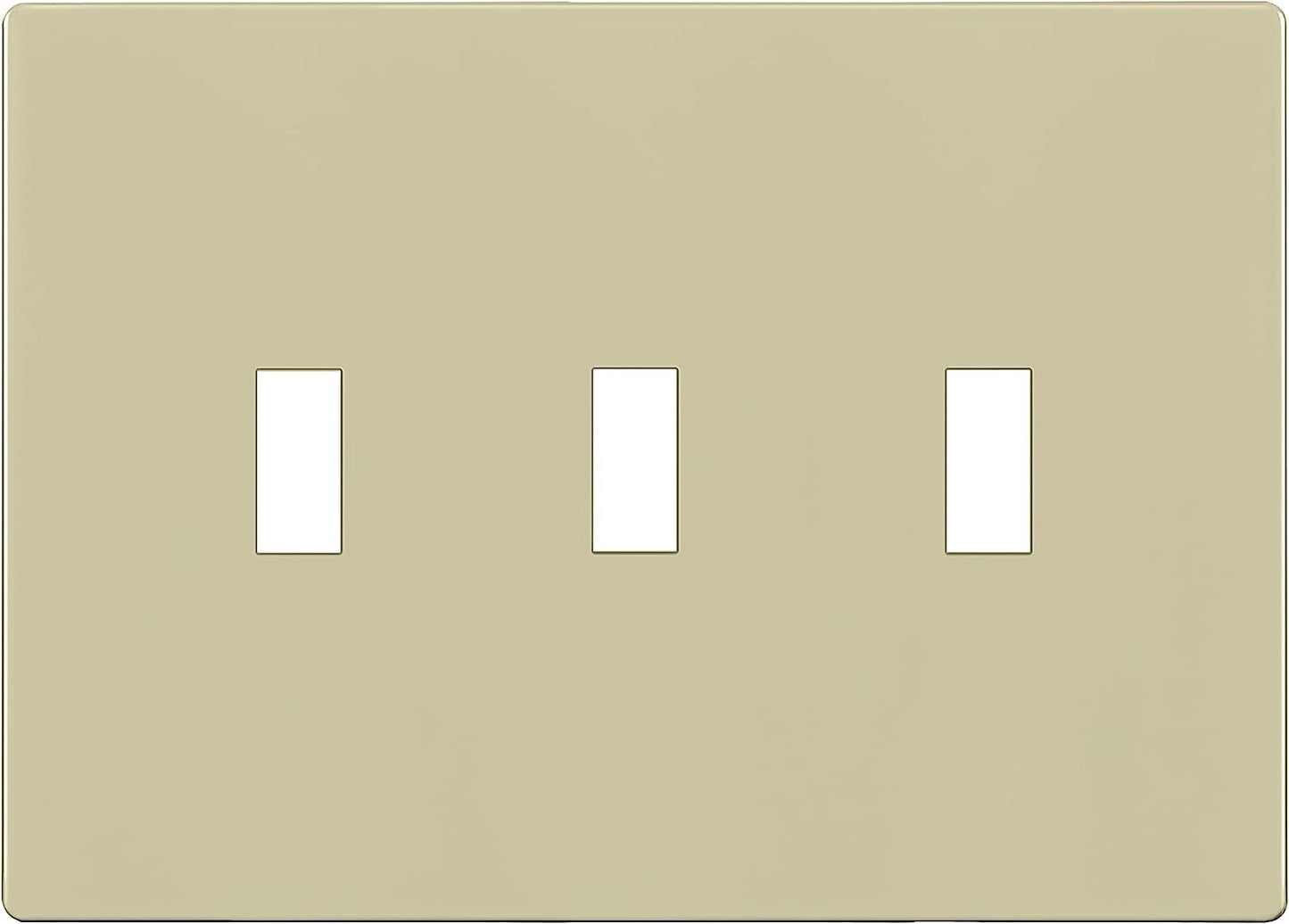 Enerlites Standard Snap In Screwless 3-Gang Toggle Wall Plate Ivory SI8813-I