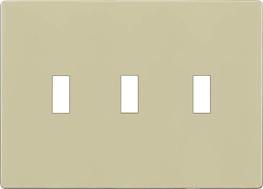 Enerlites Standard Snap In Screwless 3-Gang Toggle Wall Plate Ivory SI8813-I