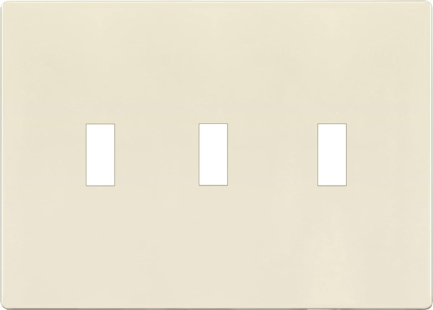 Enerlites Standard Snap In Screwless 3-Gang Toggle Wall Plate Light Almond SI8813-LA