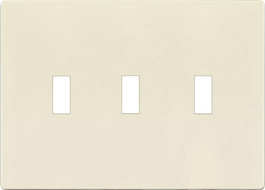 Enerlites Standard Snap In Screwless 3-Gang Toggle Wall Plate Light Almond SI8813-LA