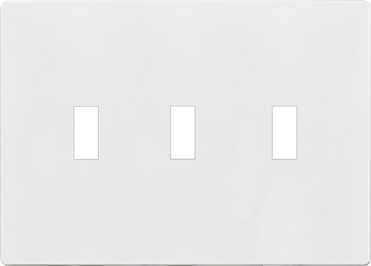 Enerlites Standard Snap In Screwless 3-Gang Toggle Wall Plate White SI8813-W