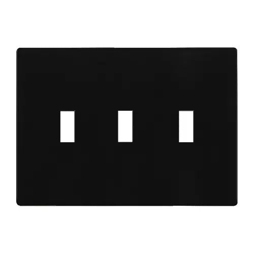 Enerlites Standard Snap In Screwless 3-Gang Antimicrobial Toggle Wall Plate Black SI8813A-BK