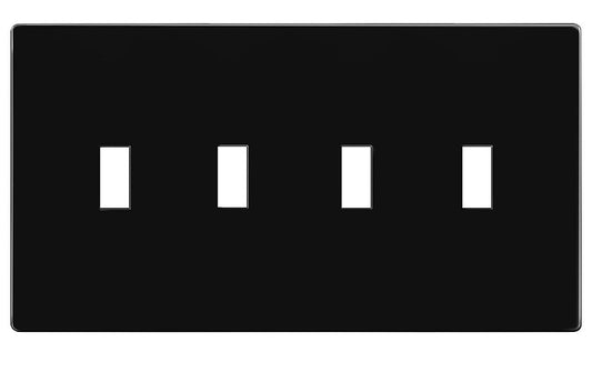 Enerlites Standard Snap In Screwless 4-Gang Toggle Wall Plate Black SI8814-BK