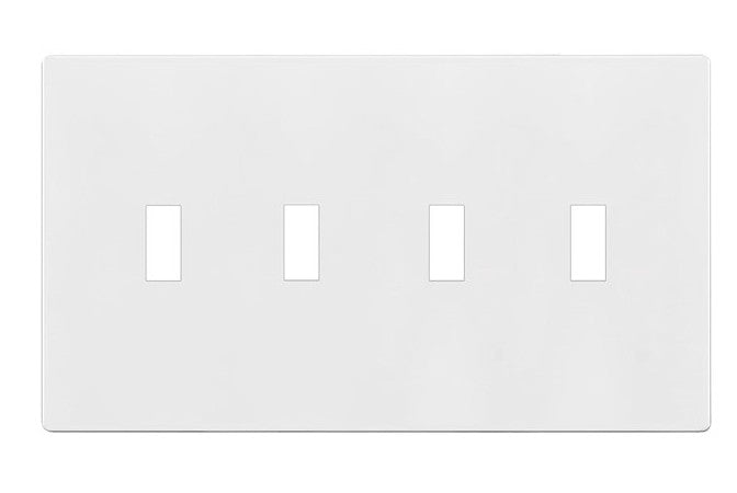 Enerlites Standard Snap In Screwless 4-Gang Toggle Wall Plate White SI8814-W