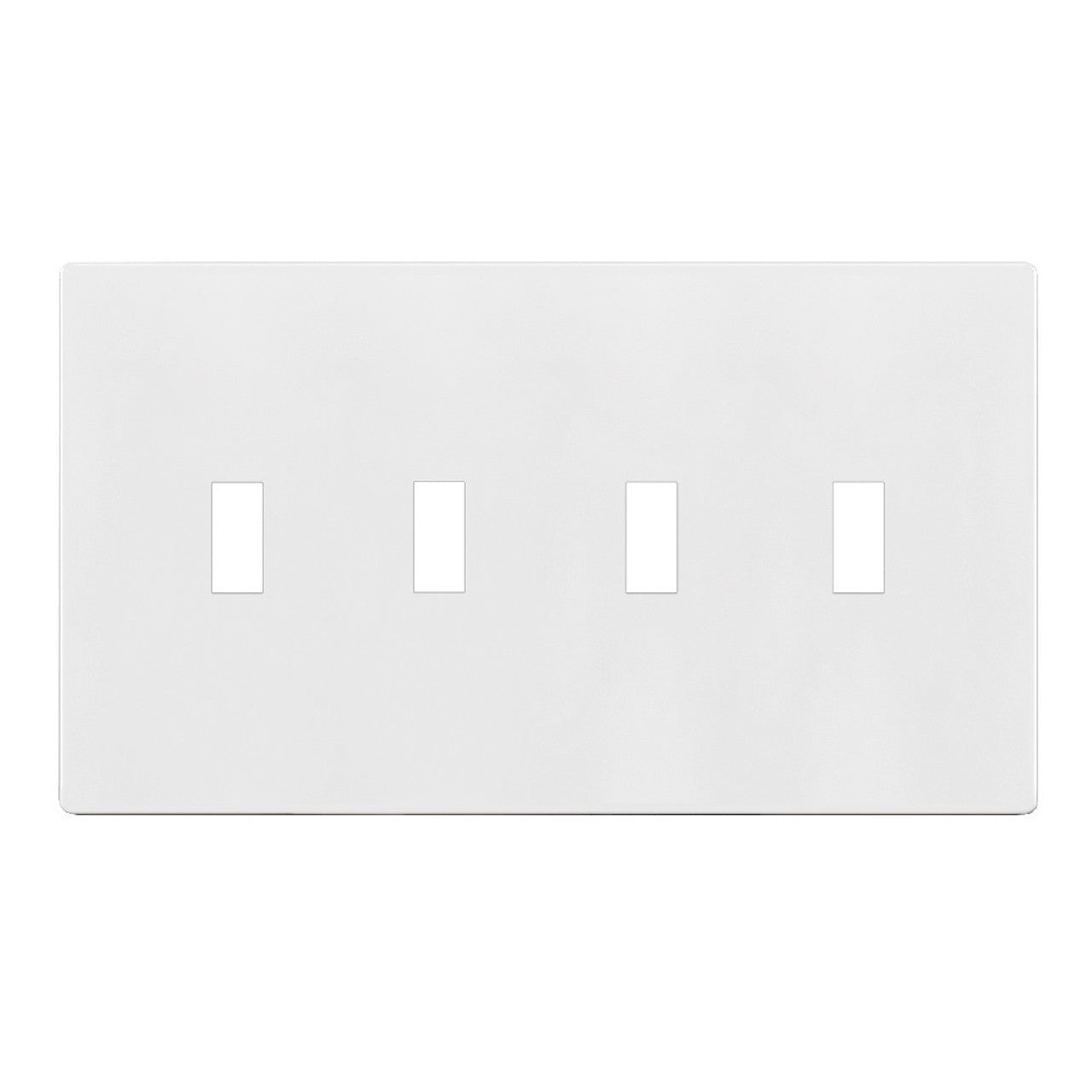 Enerlites Standard Snap In Screwless 4-Gang Antimicrobial Toggle Wall Plate White SI8814A-W