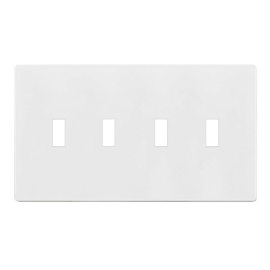 Enerlites Standard Snap In Screwless 4-Gang Antimicrobial Toggle Wall Plate White SI8814A-W