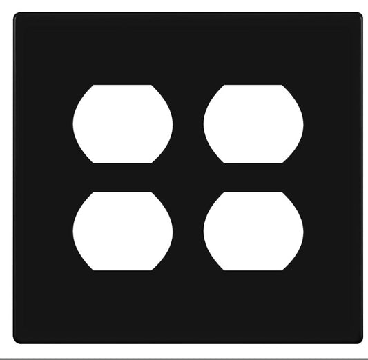 Enerlites Standard Snap In Screwless 2-Gang Duplex Wall Plate Black SI8822-BK