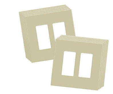 Enerlites Mid-Size Snap In Screwless 2-Gang Decorator/GFCI Wall Plate Ivory SI8832M-I