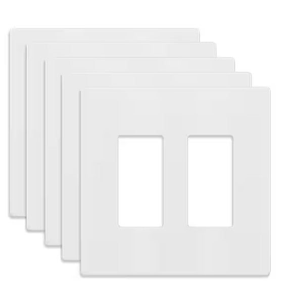 Enerlites Mid-Size Snap In Screwless 2-Gang Decorator/GFCI Wall Plate White SI8832M-W