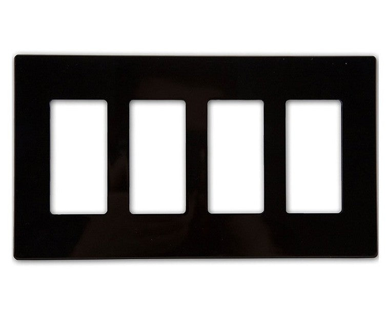 Enerlites Standard Snap In Screwless 4-Gang Decorator/GFCI Wall Plate Black SI8834-BK