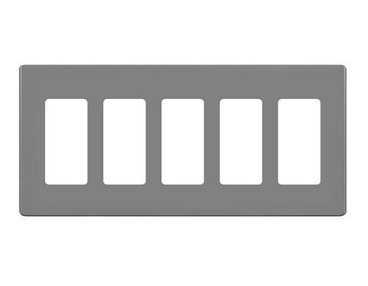 Enerlites Standard Snap In Screwless 5-Gang Decorator/GFCI Wall Plate Gy SI8835-GY
