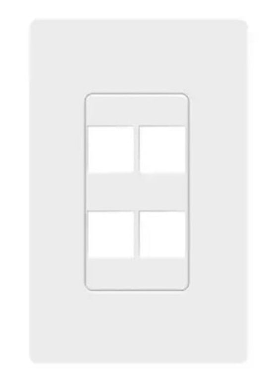 Enerlites Standard Screwless Wall Plate Keyssone 4 Port Plate White SI8874-W
