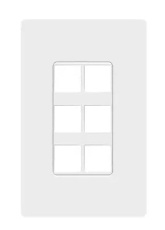 Enerlites Standard Screwless Wall Plate Keyssone 6 Port Plate White SI8876-W