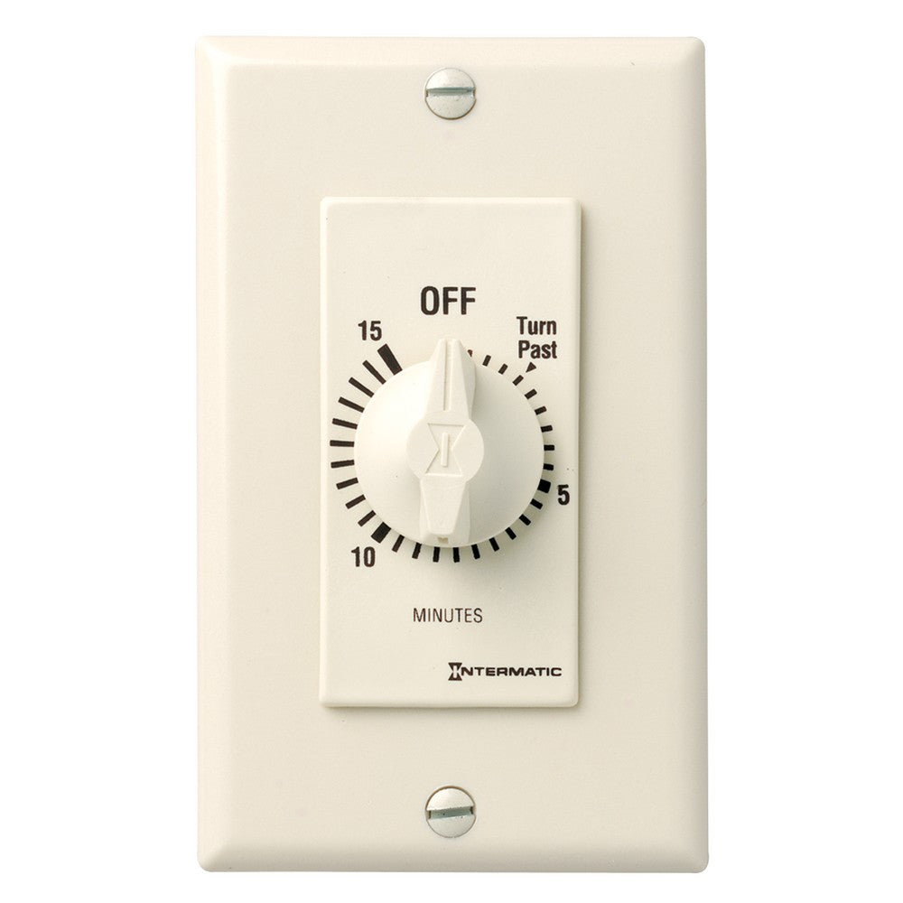 Intermatic 125-277 VAC 15 Minute Max 50/60 Hz Light Almond Decorator Spring Wound Countdown Timer FD15MAC