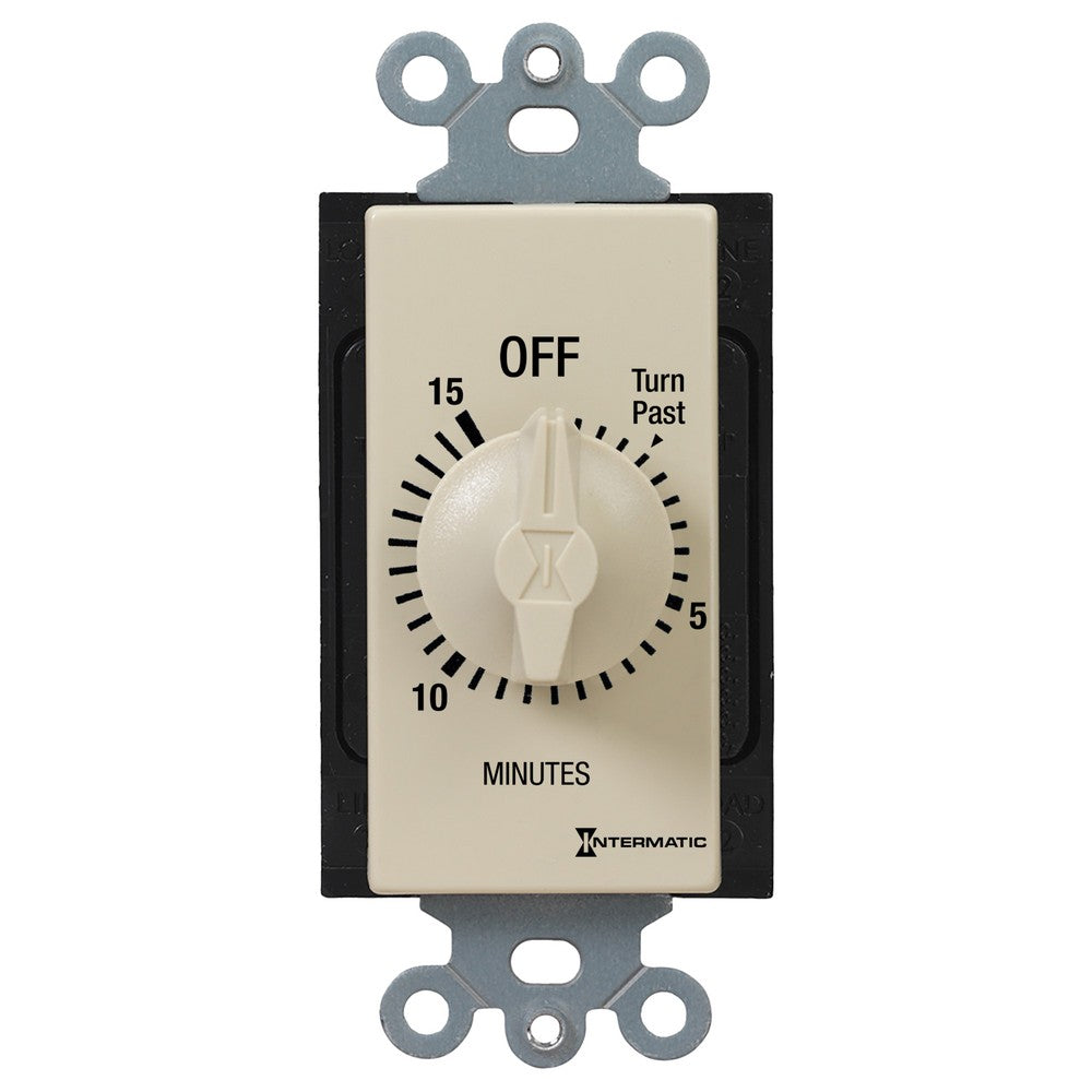 Intermatic 125-277 VAC 15 Minute Max 50/60 HZ Ivory Decorator Spring Wound Countdown Timer FD415M