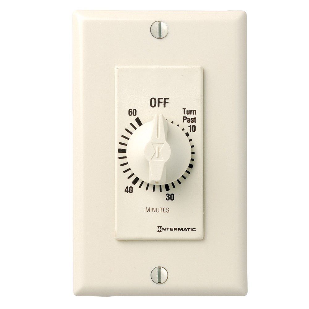 Intermatic 125-277 VAC 60 Minute Max 50/60 Hz Light Almond Decorator Spring Wound Countdown Timer FD60MAC