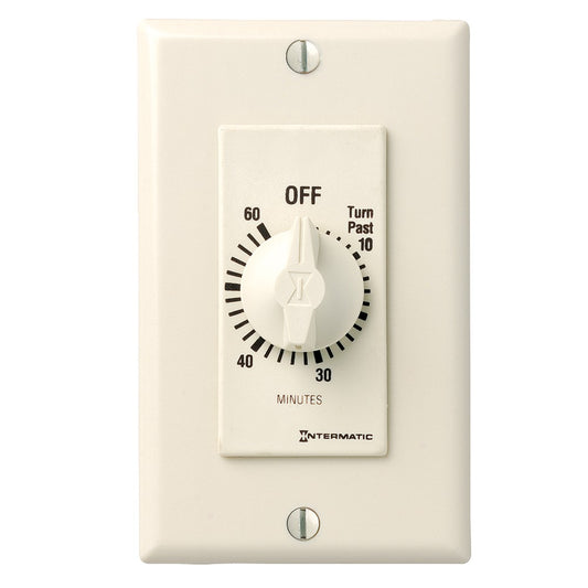 Intermatic 125-277 VAC 60 Minute Max 50/60 Hz Light Almond Decorator Spring Wound Countdown Timer FD60MAC