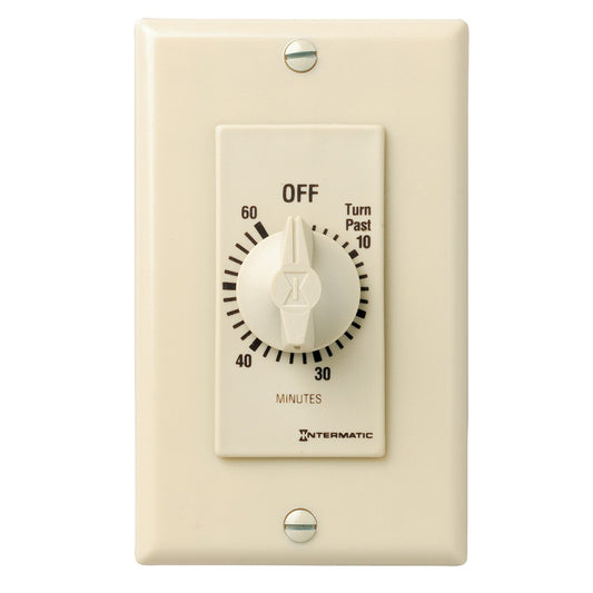 Intermatic 125-277 VAC 60 Minute Max 50/60 Hz Ivory Decorator Spring Wound Countdown Timer FD60MC