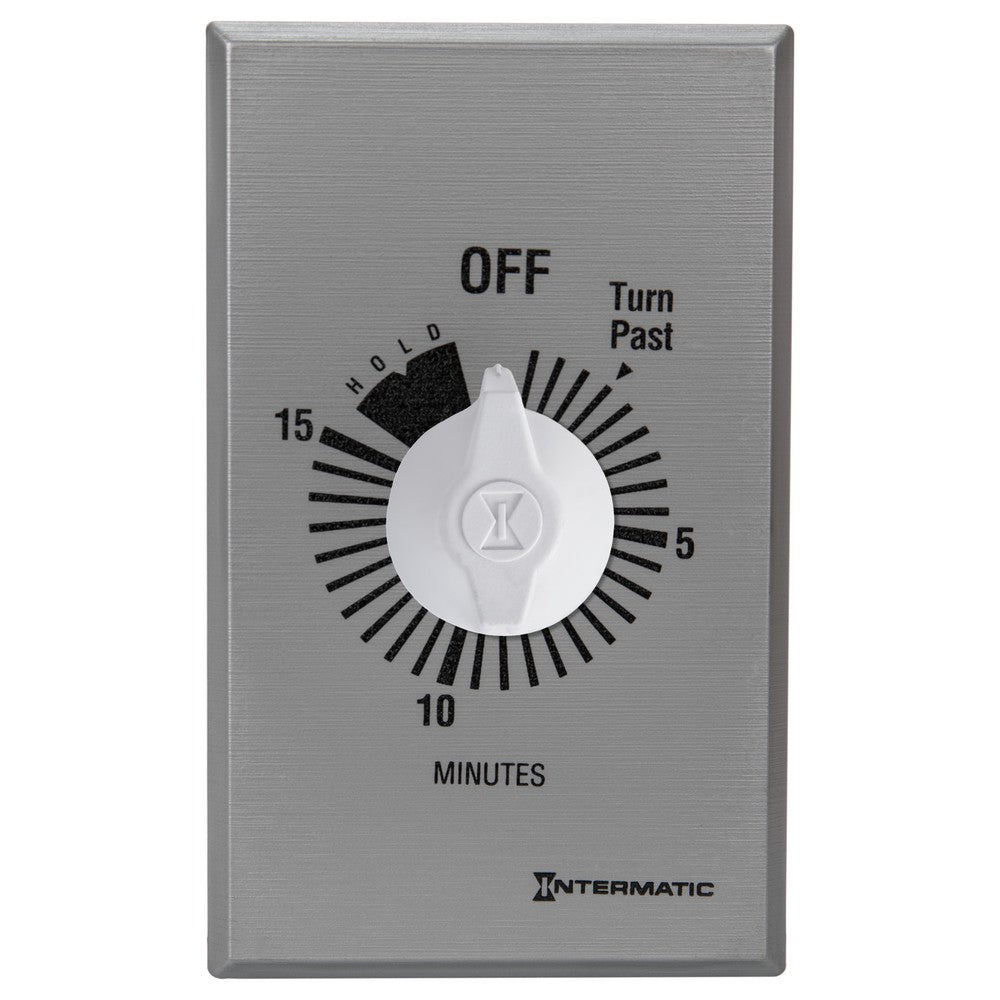 Intermatic 125-277 VAC 15 Minute Max 50/60 Hz Silver Commercial Spring Wound Countdown Timer FF15MH