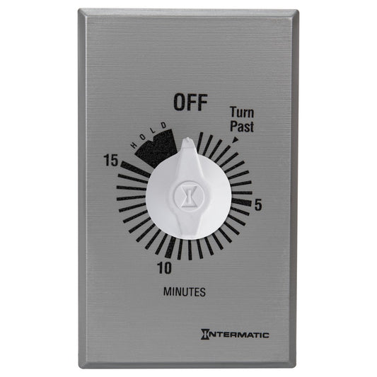 Intermatic 125-277 VAC 15 Minute Max 50/60 Hz Silver Commercial Spring Wound Countdown Timer FF15MH