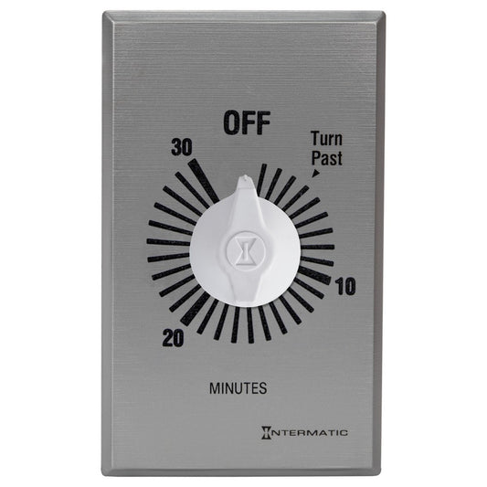 Intermatic 125-277 VAC 30 Minute Max 50/60 HZ Silver Commercial Spring Wound Countdown Timer FF330M