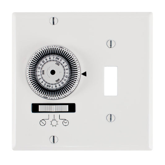 Intermatic 120 VAC 20A 24-Hour White Double Gang Mechanical In-Wall Timer KM2ST-2G