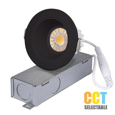 Lighting Spot 26 2 in. 8W 450-500lm 3CCT selectable Round Smooth Canless Matte Black Canless LED Downlight LS-CS-2R-S-3CCT-BL