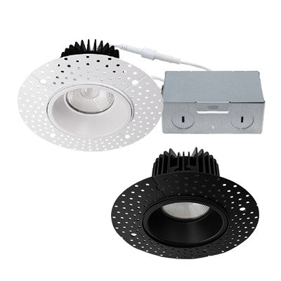 Lighting Spot 26 4 in. 15W 1000lm 120V 5CCT selectable Round Smooth Trimless Canless Black Recessed Trim LS-CS-4RTL-S-15W-...