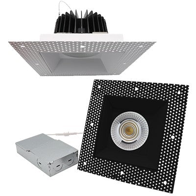 Lighting Spot 26 6 in. 24W 1800lm 120V 5CCT selectable Square Smooth Trimless Canless White Recessed Trim LS-CS-6SQTL-S-24...