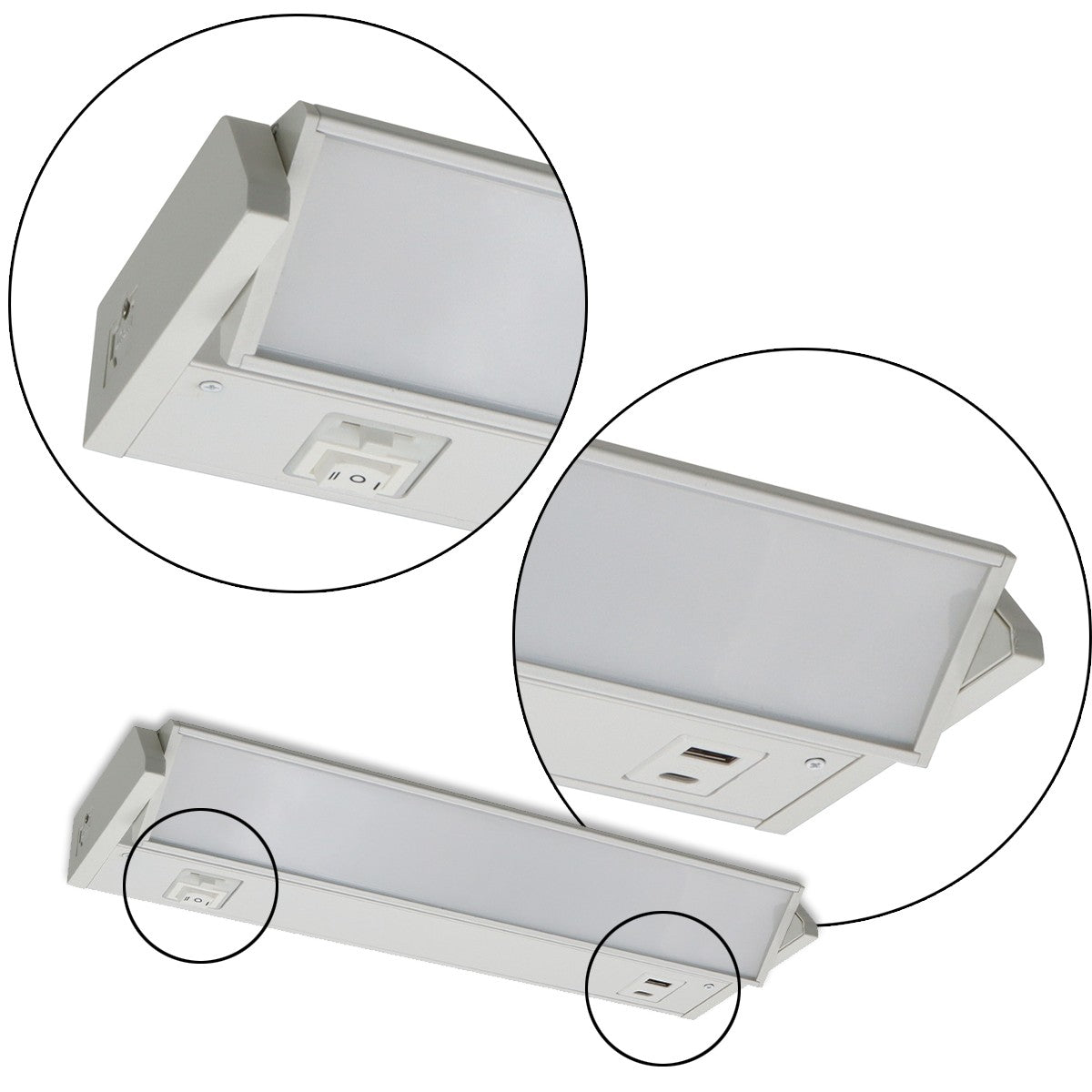 Lighting Spot 26 12 in. 8W 120V 5CCT selectable White LED Under Cabinet Light LS-UCL-12-8W-5CCT-WH