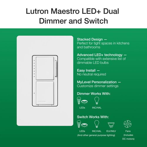 Lutron MACL-L3S25-SW Dimmer Switch