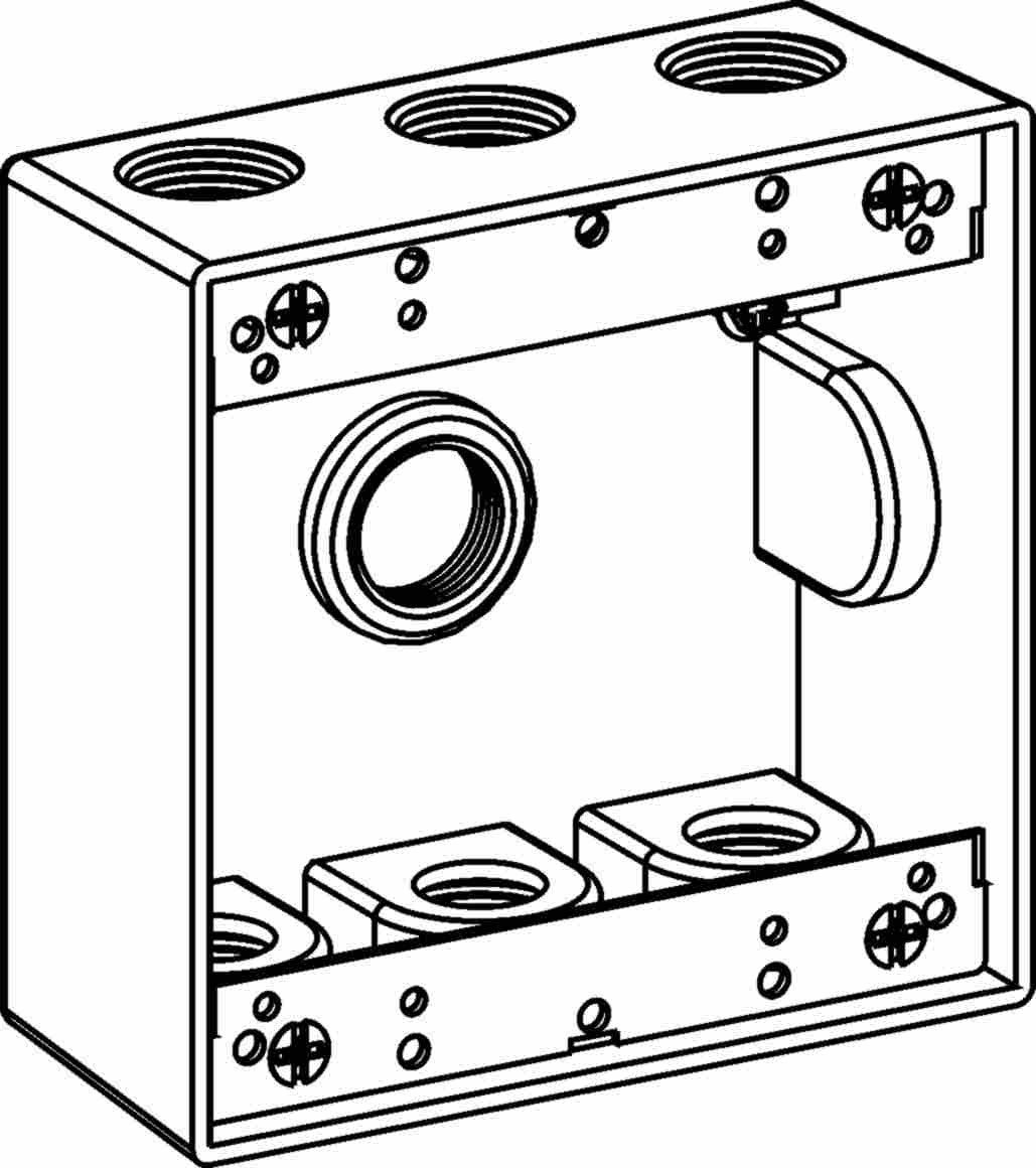 Orbit 2-Gang Gray Weatherproof Box 7 Hub 1/2 in 2 in Deep 2B50-7 - SKU 2B507