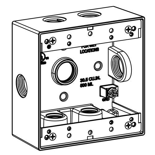 Orbit 2-Gang Weatherproof Box 7 Hub 3/4 in hub size 2 in Deep 2B75-7X - SKU 2B757X