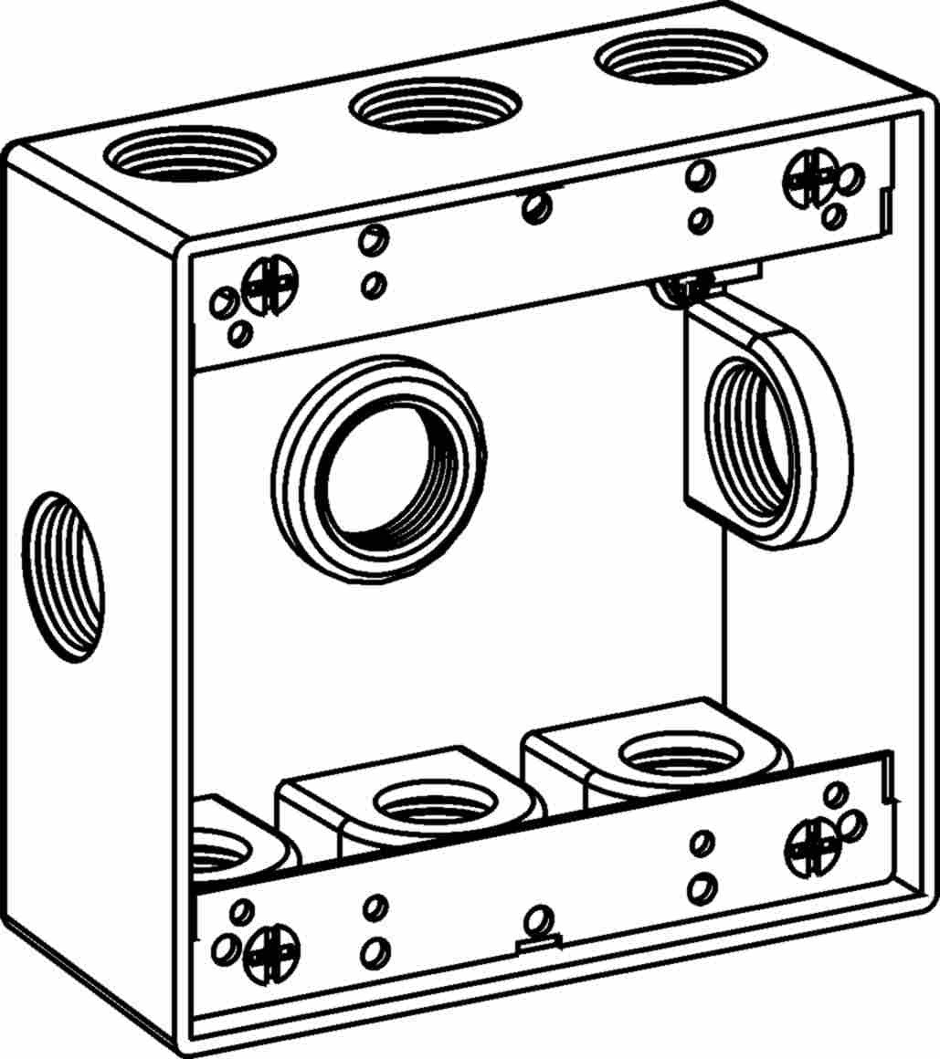 Orbit 2-Gang Weatherproof Box 9 Hub 3/4 in hub size 2 in Deep 2B75-9 - SKU 2B759