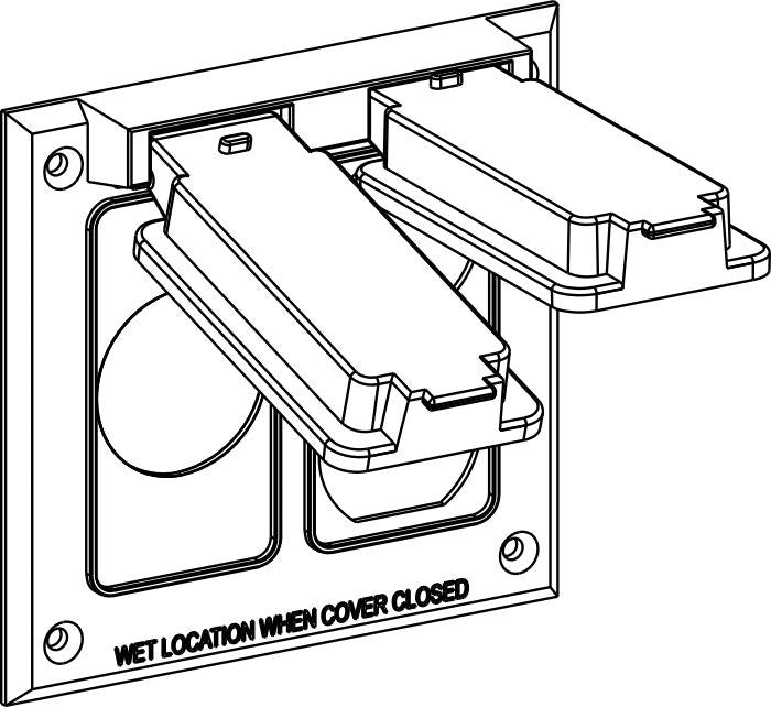 Orbit 2-Gang Weatherproof Switch Duplex Cover 2C-SD - SKU 2CSD