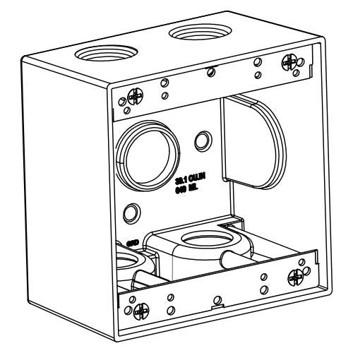 Orbit 2-Gang Weatherproof Box 5 Hub 1/2 in hub size 2-5/8 in Deep 2DB50-5 - SKU 2DB505