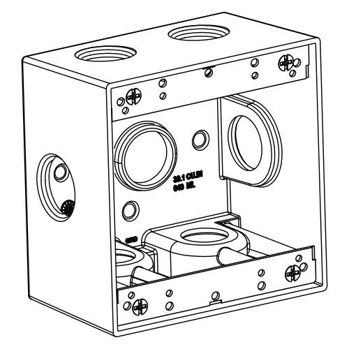 Orbit 2-Gang Weatherproof Box 7 Hub 3/4 in hub size 2-5/8 in Deep 2DB75-7X - SKU 2DB757X