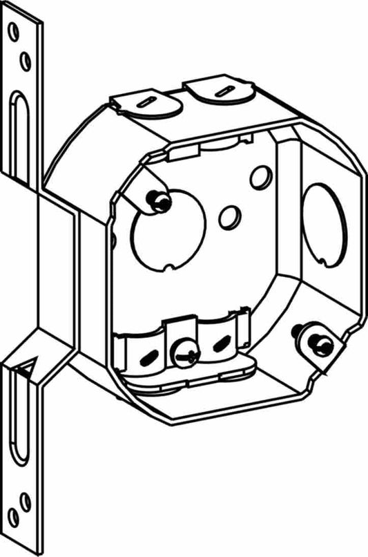 Orbit 3-1/2 in Drawn Octagon Steel Box 1-1/2 in Deep with NM Clamp with Bracket 3RB-NM-FB - SKU 3RBNMFB