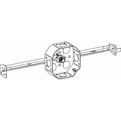 Orbit 4 in Octagon 1/2 in Deep 4O Octagon Steel Box 1/2 in Knockouts Adjustable Bar Hanger 4RB-50-BHA