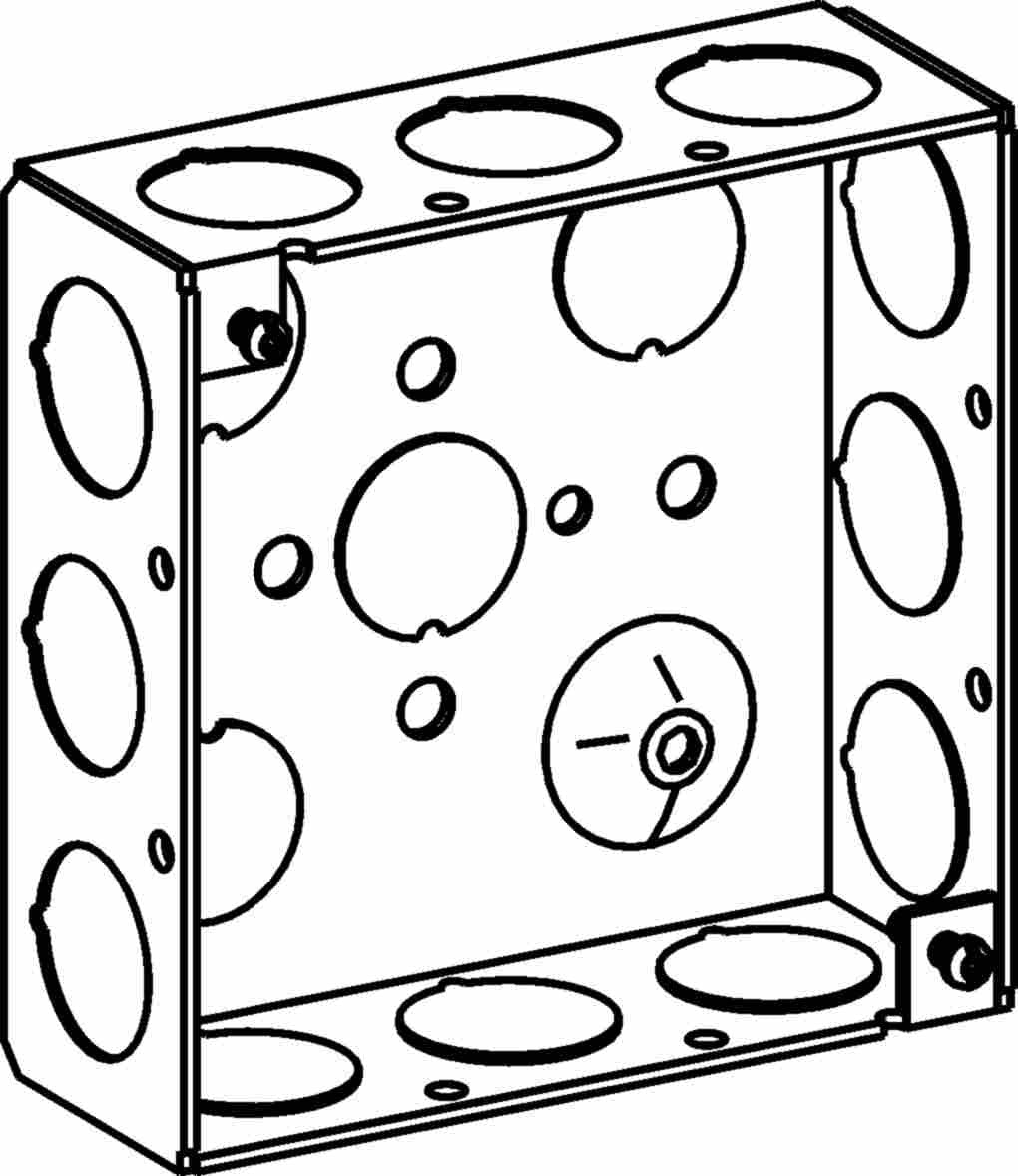 Orbit 4 in Square 1-1/2 in Deep 4S Square Steel Box 1/2 in Knockouts 4SB-50