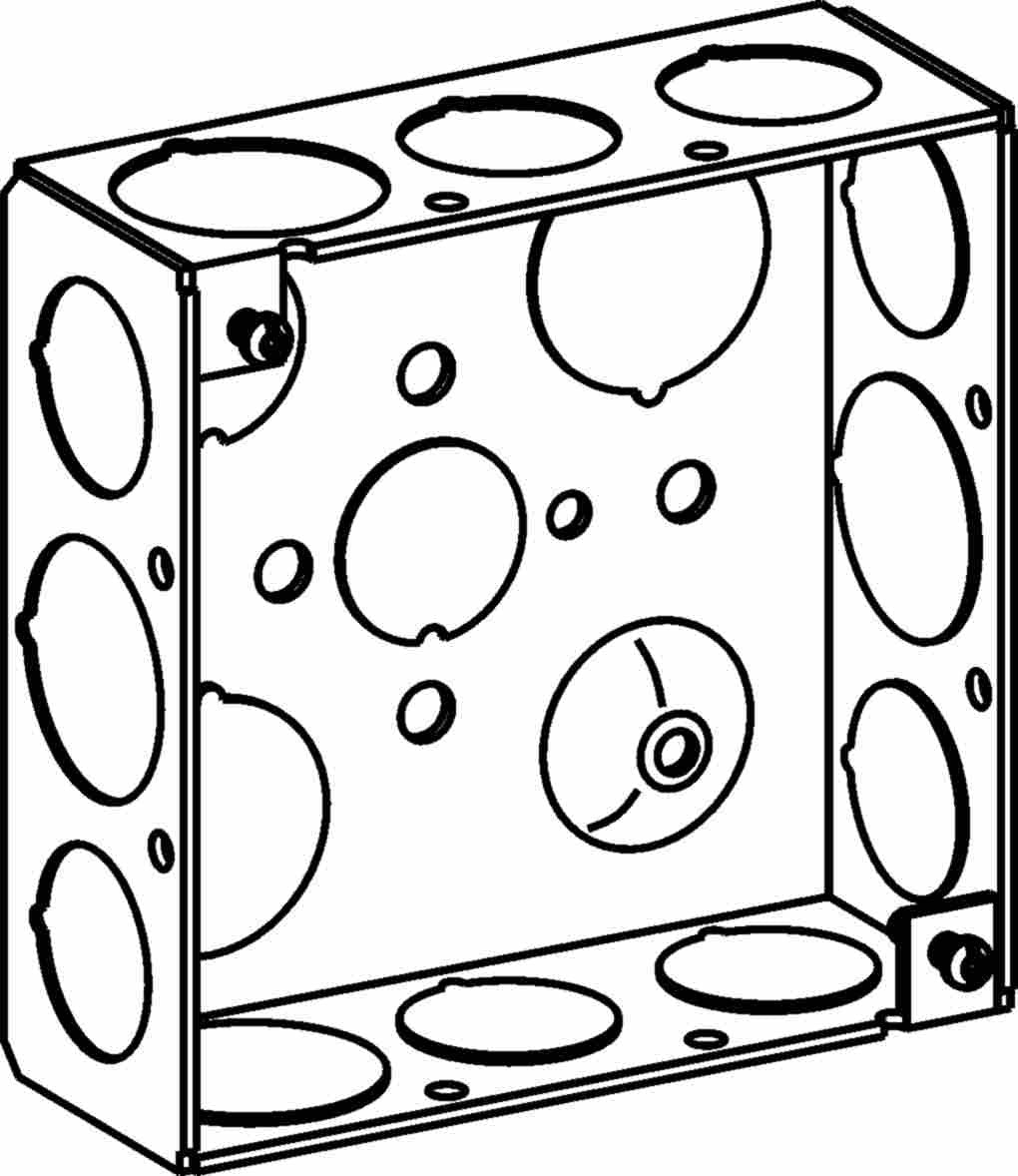 Orbit 4 in Square 1-1/2 in Deep 4S Square Steel Box 1/2 in and 3/4 in Knockouts 4SB-50/75