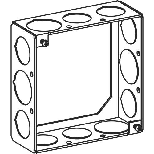 Orbit 4 in Square 1-1/2 in Deep 4S Square Steel Extension Box 1/2 in and 3/4 in Knockouts 4SB-50/75-EXT