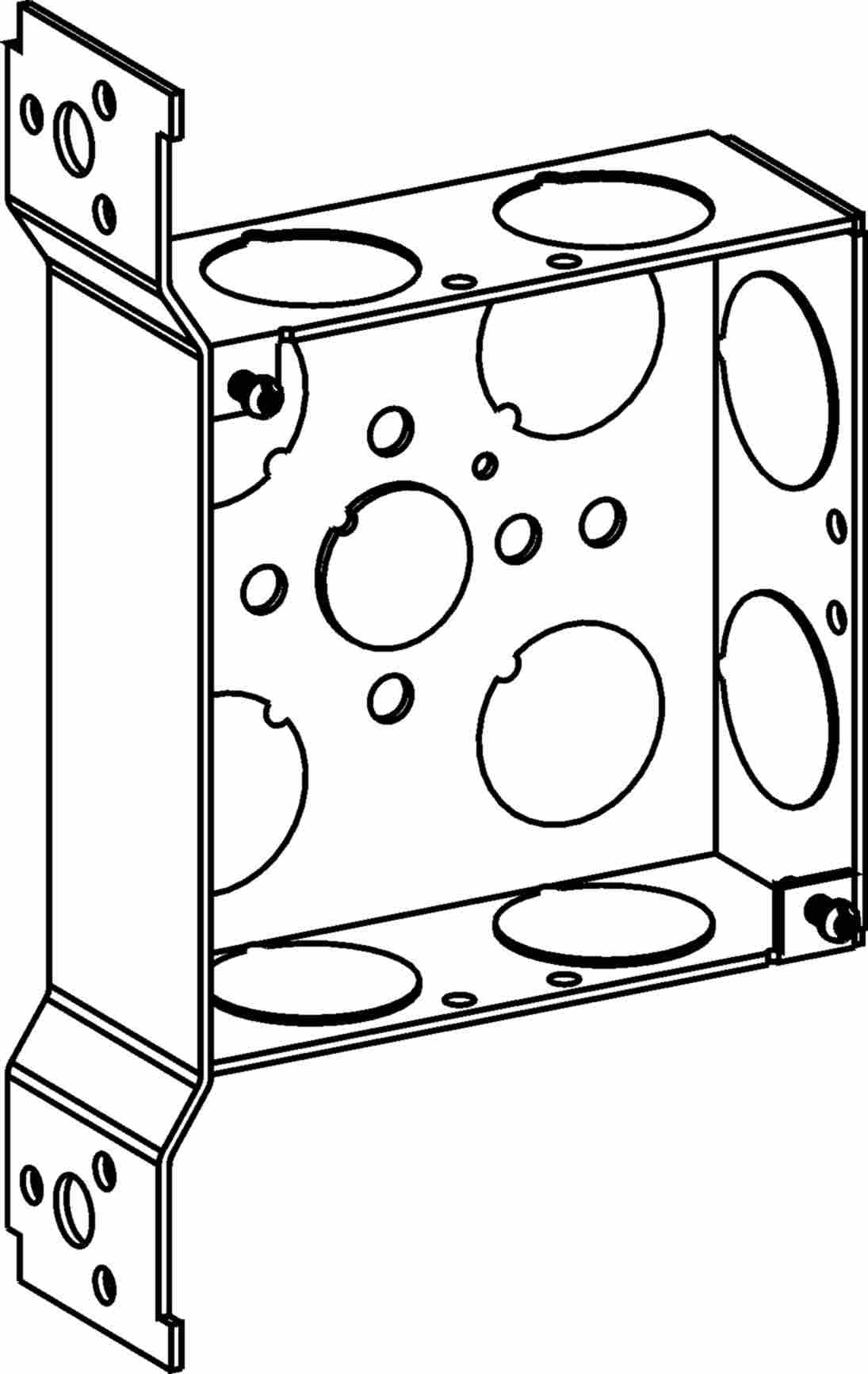 Orbit 4 in Square 1-1/2 in Deep 4S Square Steel Box 3/4 in Knockouts FB Bracket 4SB-75-FB