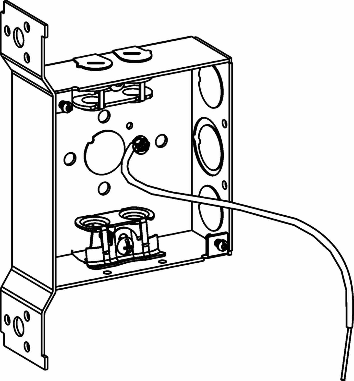 Orbit 4 in Square 1-1/2 in Deep 4S Square Steel Box MC Clamp FB Bracket With Pigtail 4SB-MC-FBPT