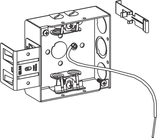 Orbit 4 in Square 1-1/2 in Deep 4S Square Steel Box MC Clamp MS Bracket With Pigtail 4SB-MC-MSPT